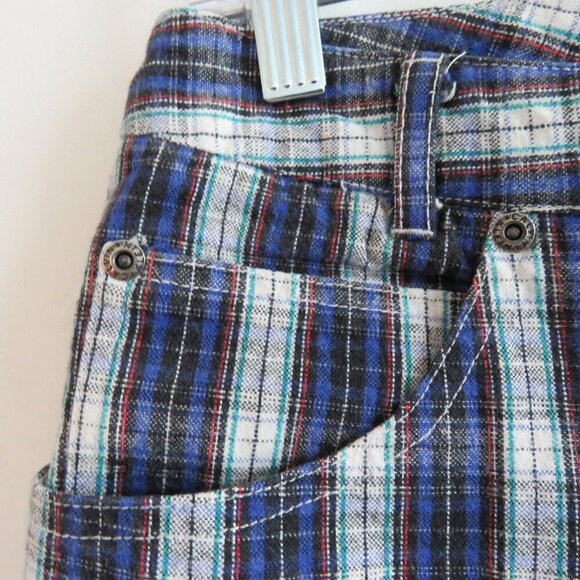 VINTAGE CALVIN KLEIN Y2K Tartan Plaid High Rise Straight Cotton Pants Jeans Punk - Picture 7 of 15